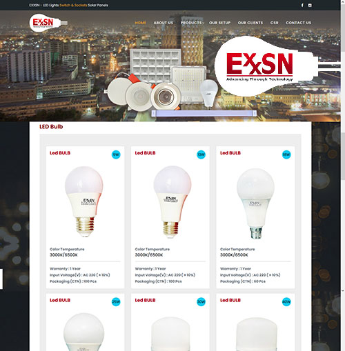 exxsn led lights - website designing company in dha lahore